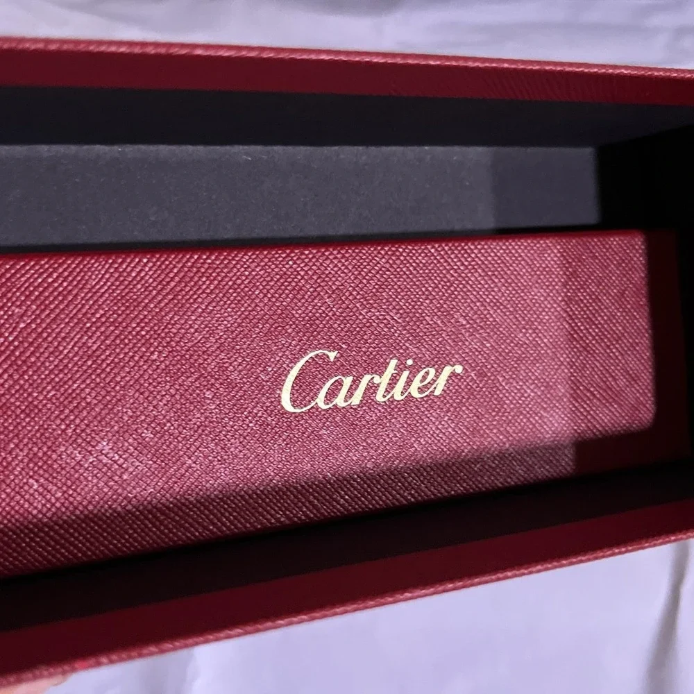 Cartier Sunglasses Mens Gold Red Aviator Metal Tinted Made In France Case